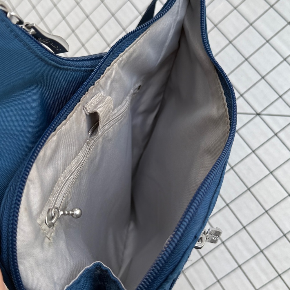 Baggallini Blue Nylon Crossbody Bag | Lightweight Travel Purse | Zip Pockets - Picture 6 of 11